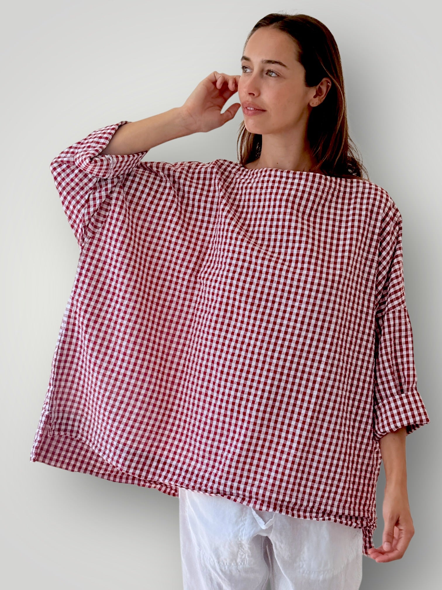 avril top - red gingham cotton Apparel