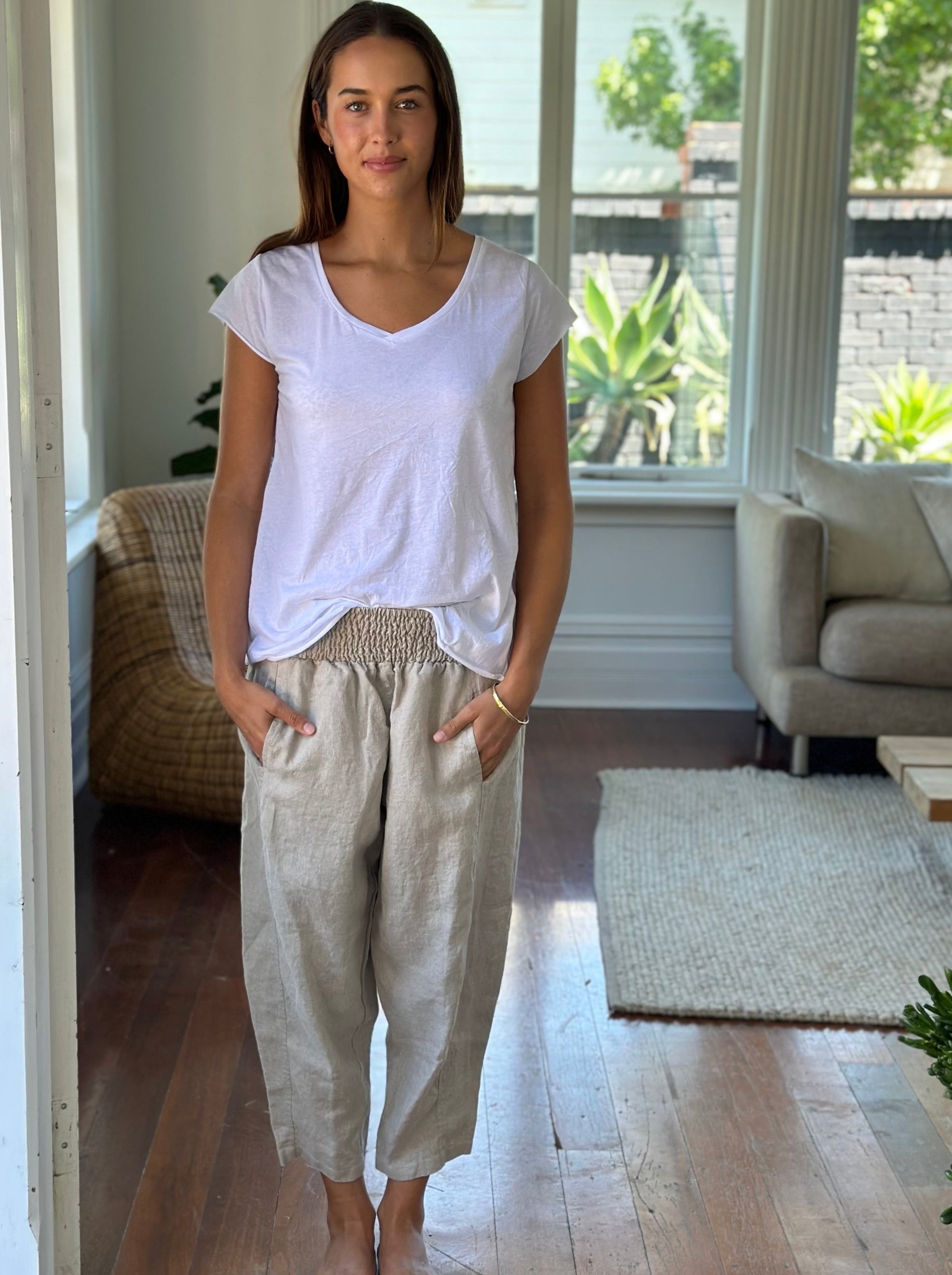 frankie pants - natural linen Apparel  