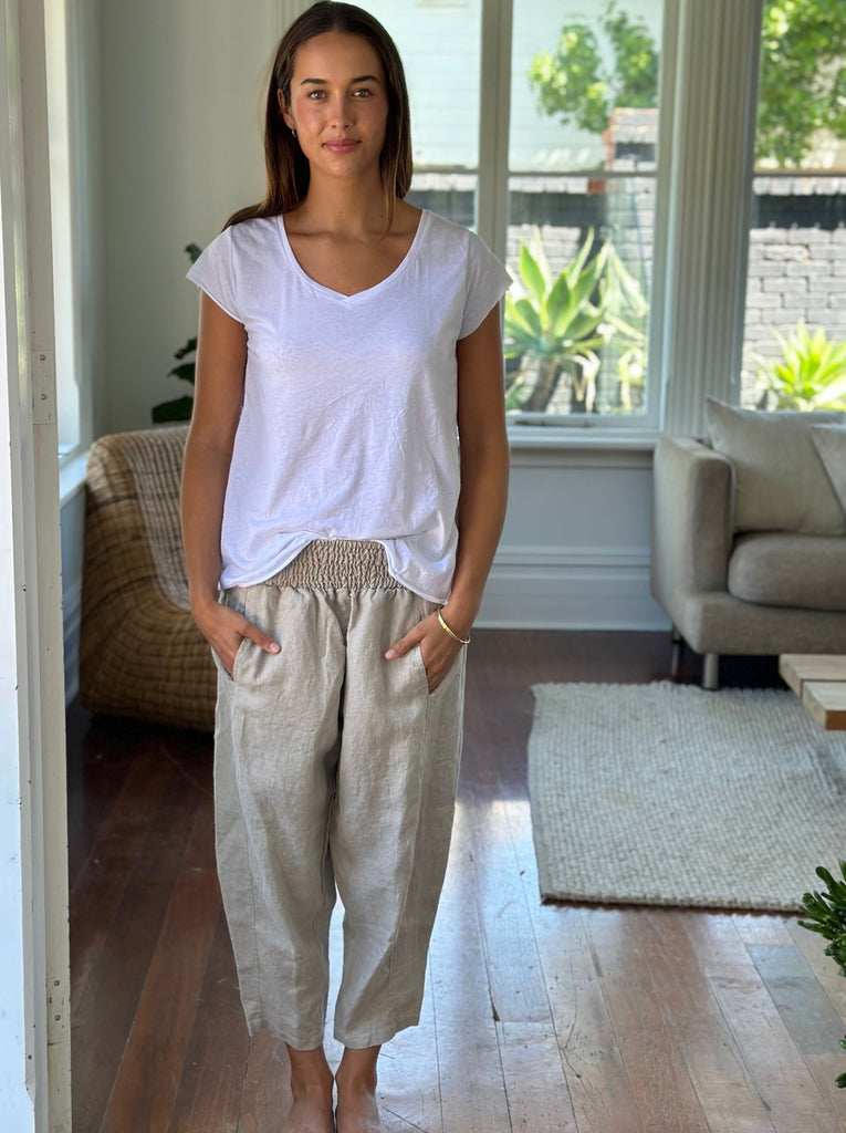 frankie pants - natural linen Apparel  