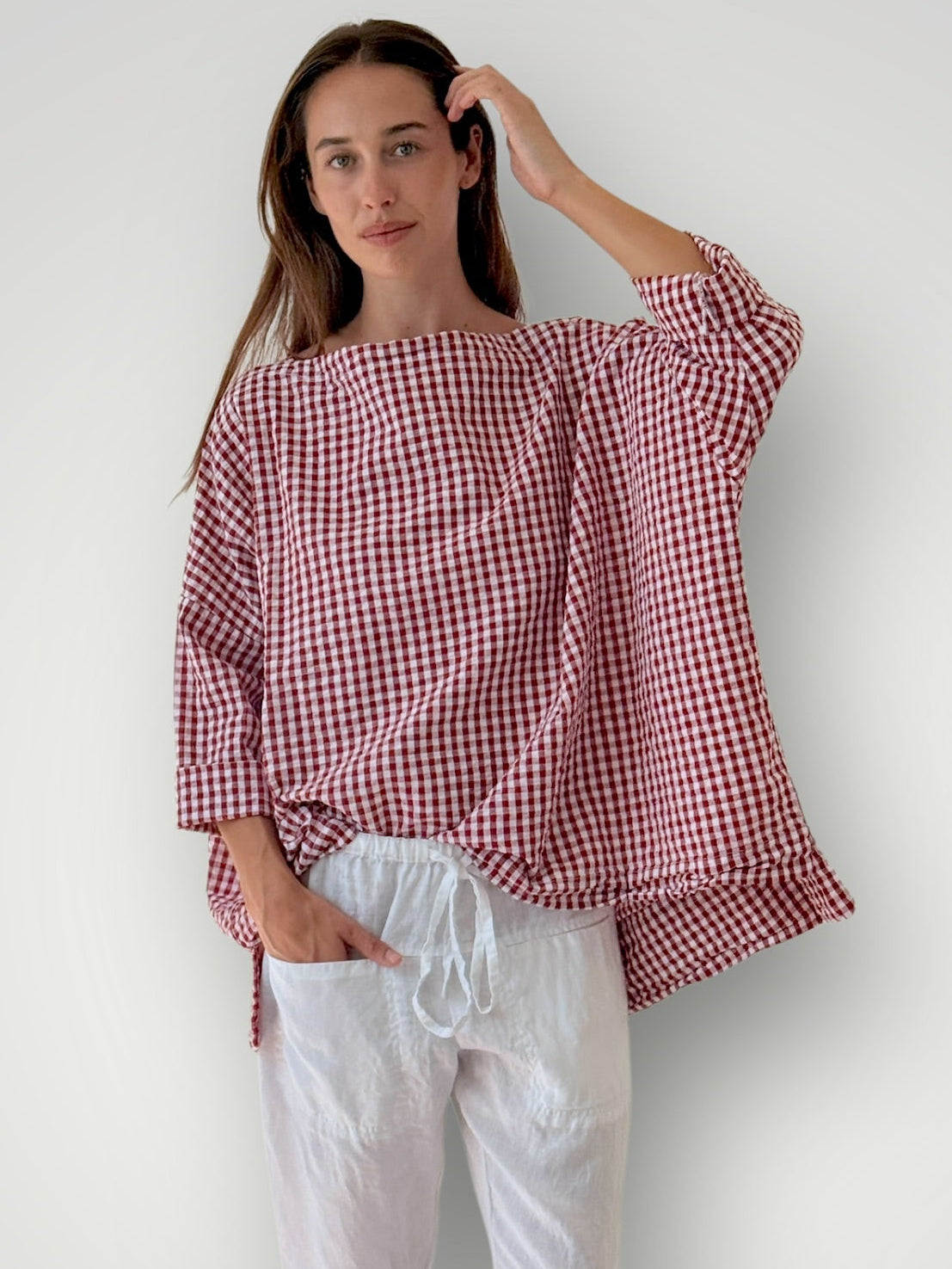 avril top - red gingham cotton Apparel