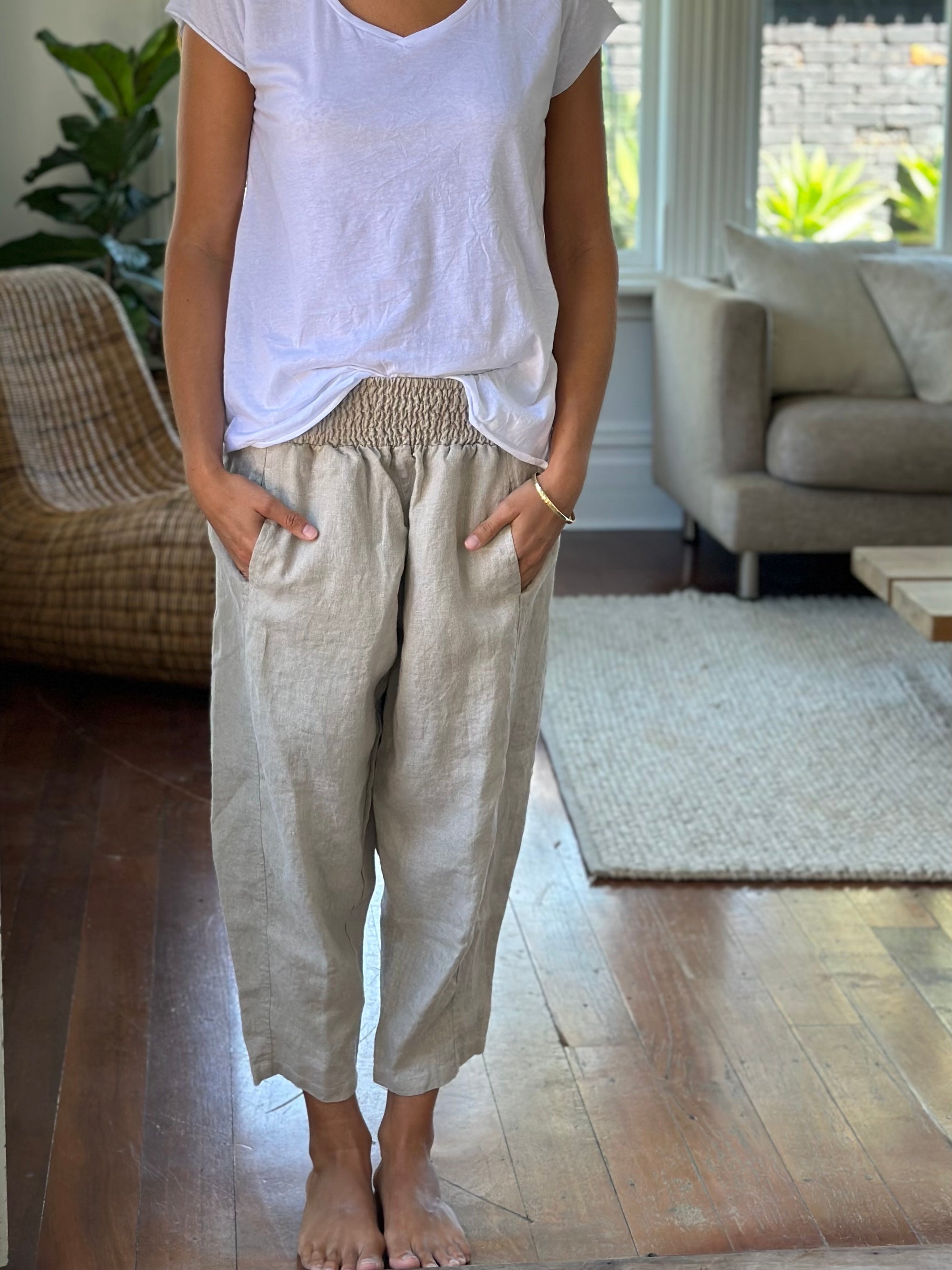 frankie pants - natural linen Apparel  