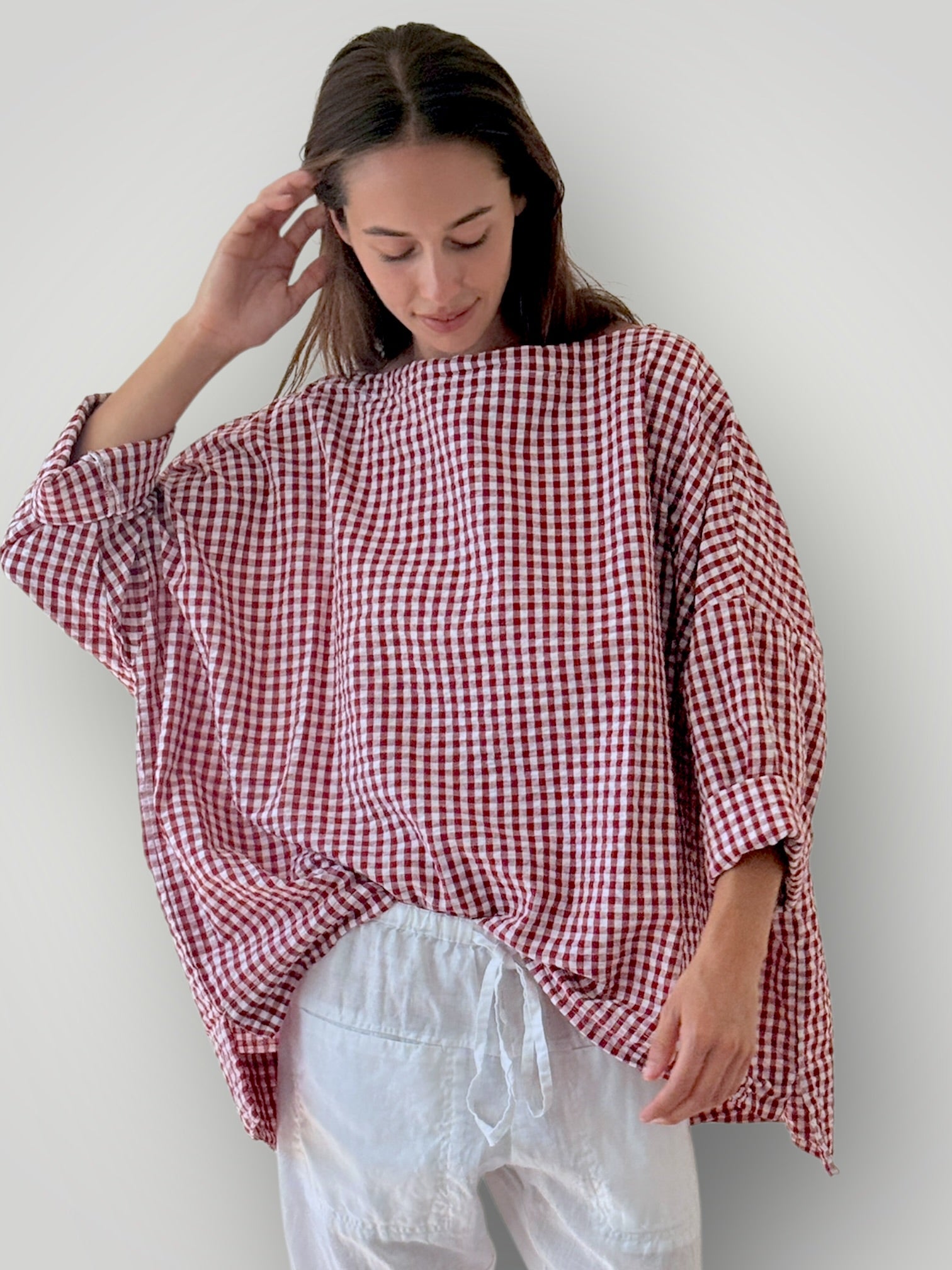 avril top - red gingham cotton Apparel