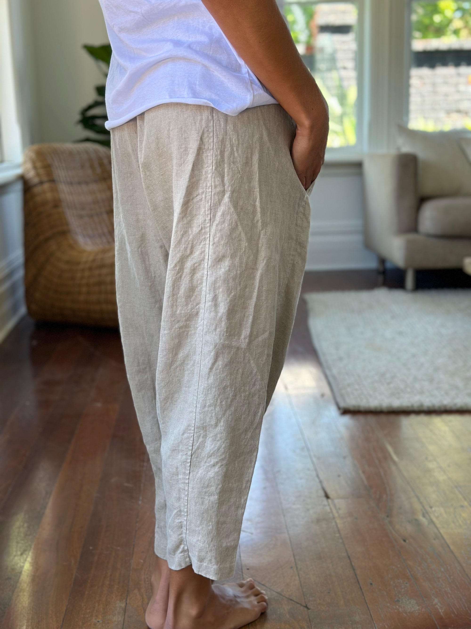 frankie pants - natural linen Apparel  