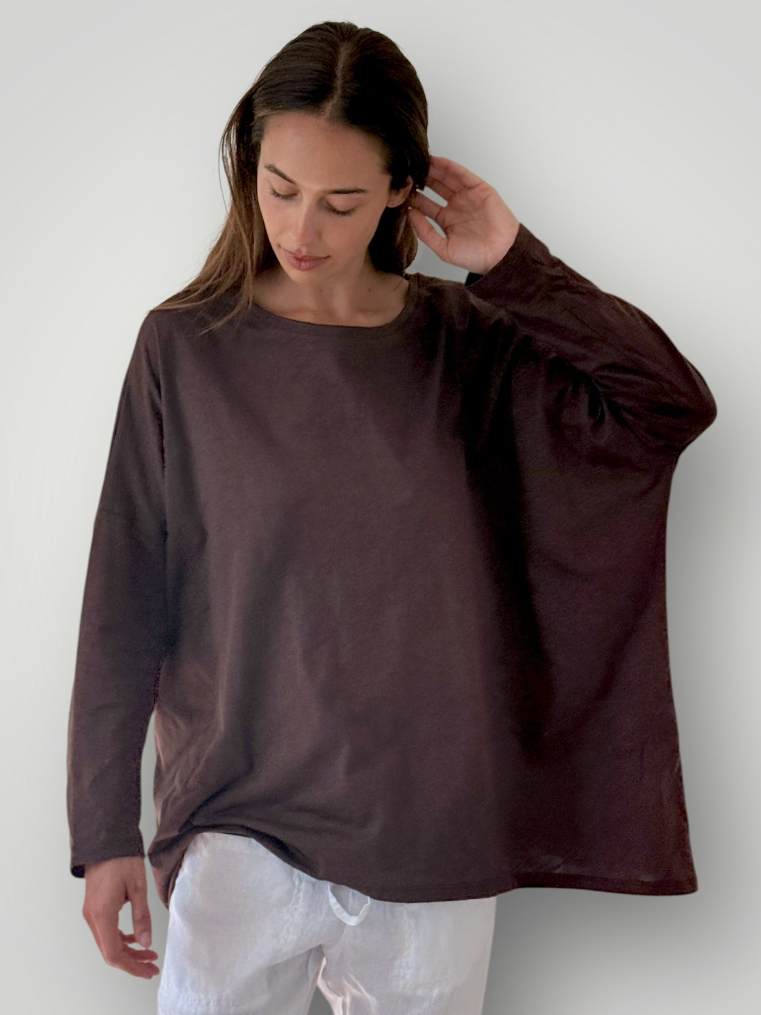estella top-chocolate cotton knit Apparel