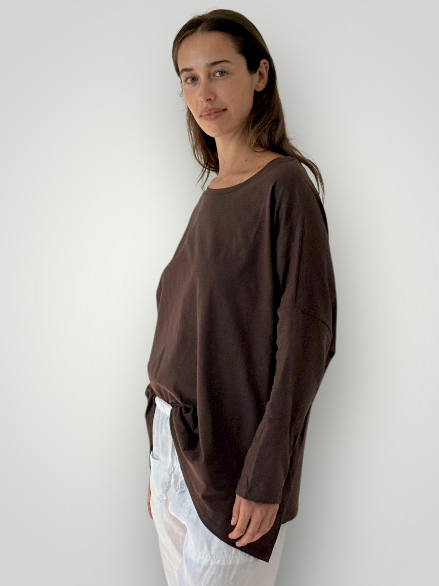 estella top-chocolate cotton knit Apparel