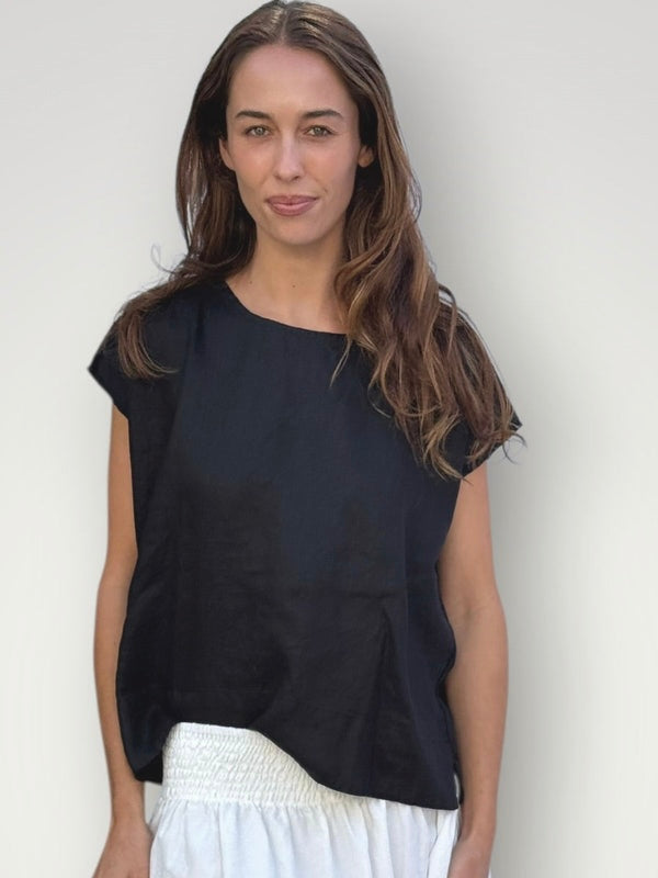 emma top - charcoal linen Apparel