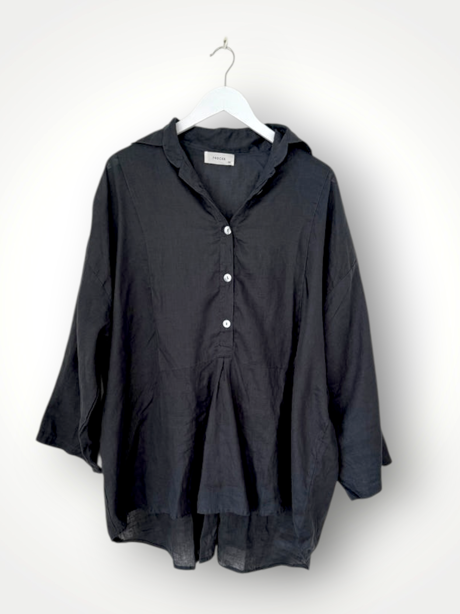 megan shirt-charcoal linen Apparel