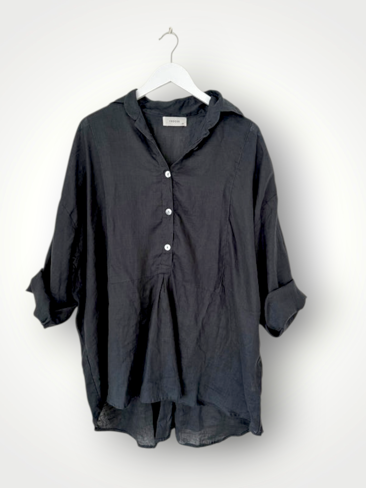 megan shirt-charcoal linen Apparel