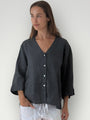 raine shirt - charcoal linen Apparel