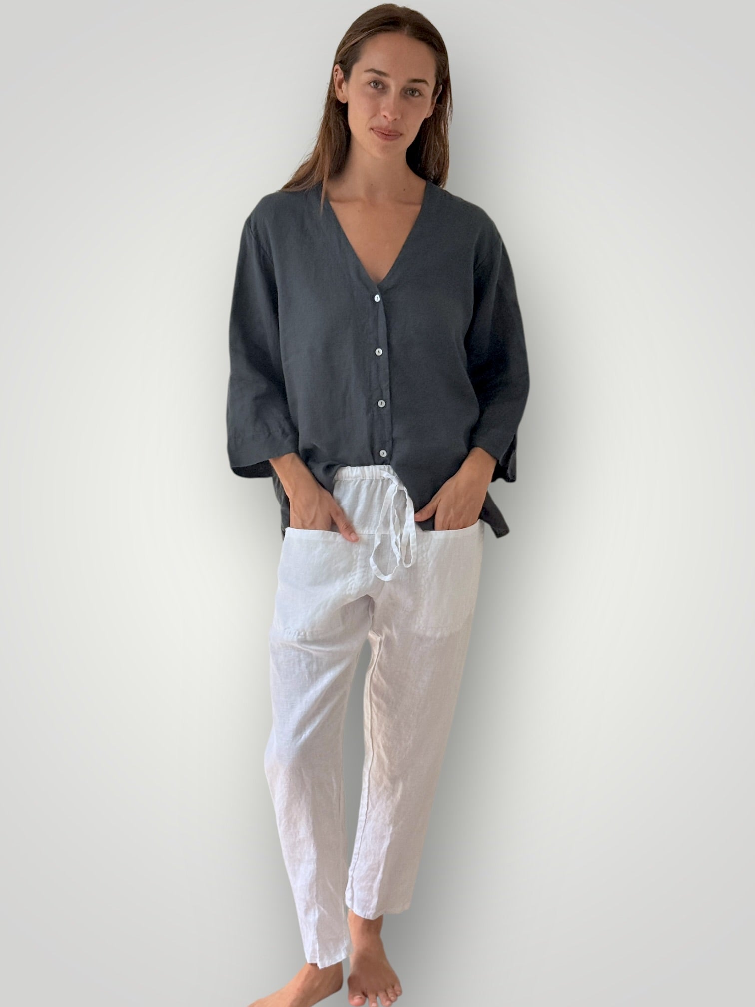 jessie pant-white linen Apparel