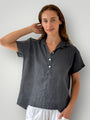 celia top - charcoal linen Apparel