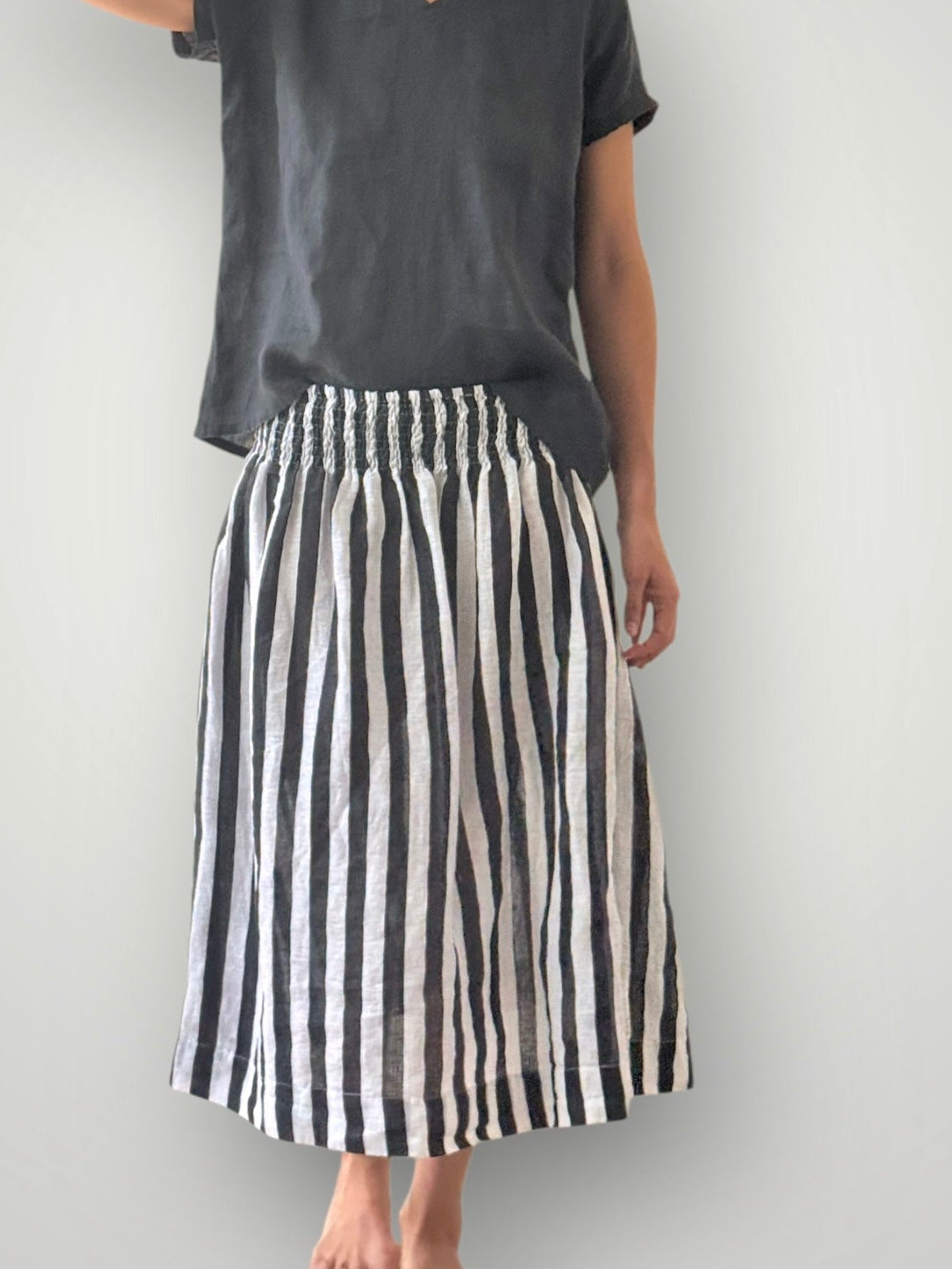 lola skirt- charcoal stripe linen Apparel
