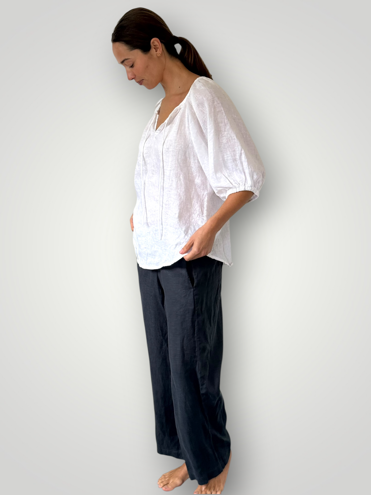 georgia pants- charcoal linen