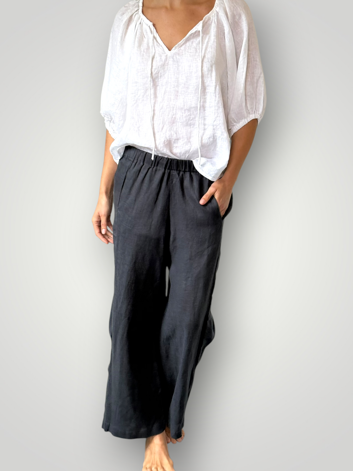 georgia pants- charcoal linen