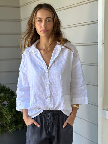 deanna shirt- white linen Apparel