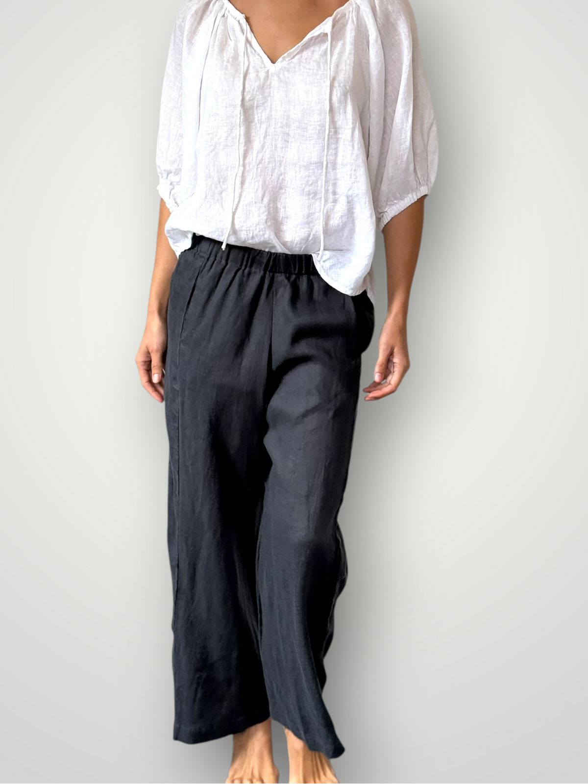 georgia pants- charcoal linen