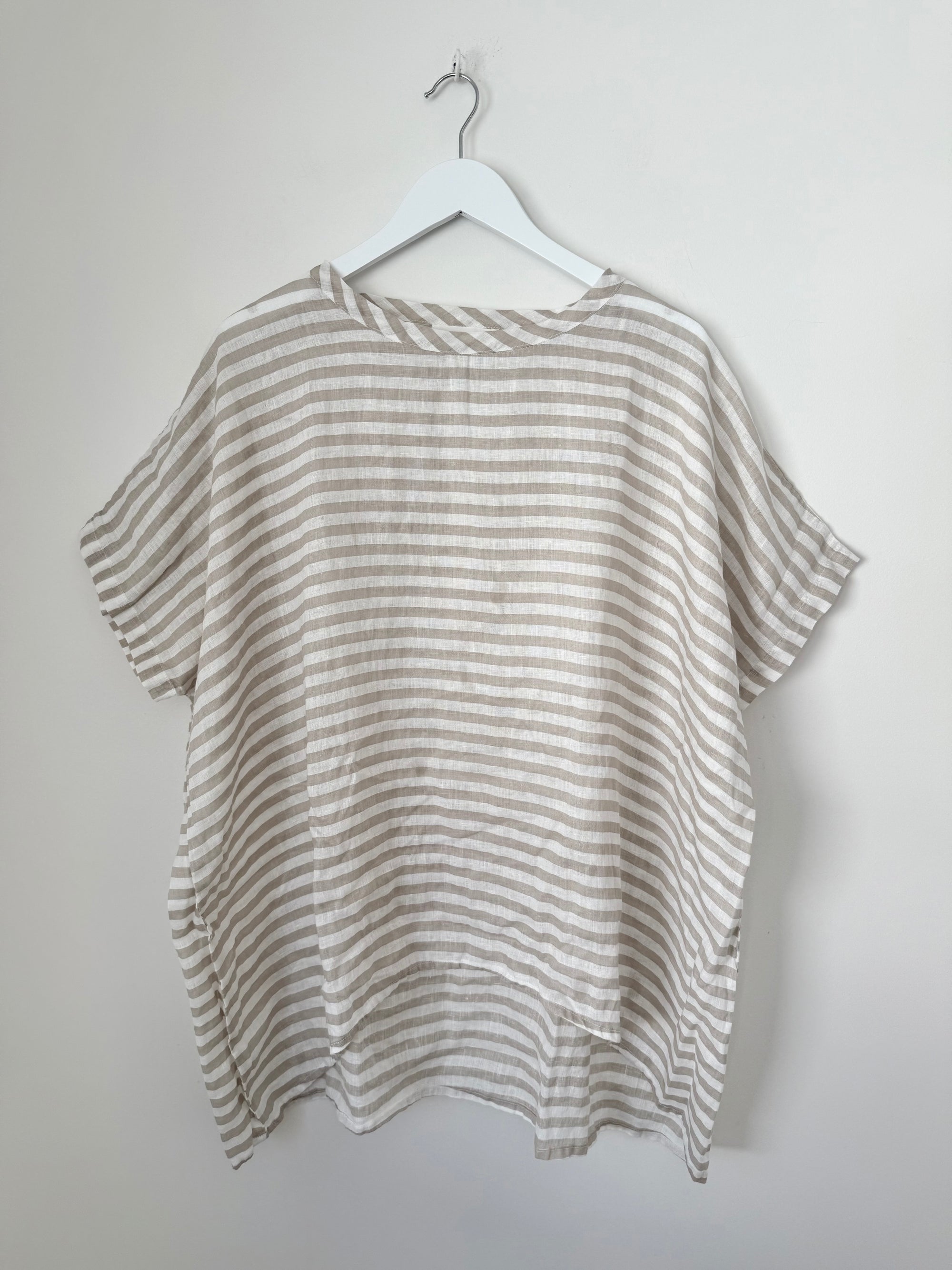 rachael top - natural stripe linen Apparel