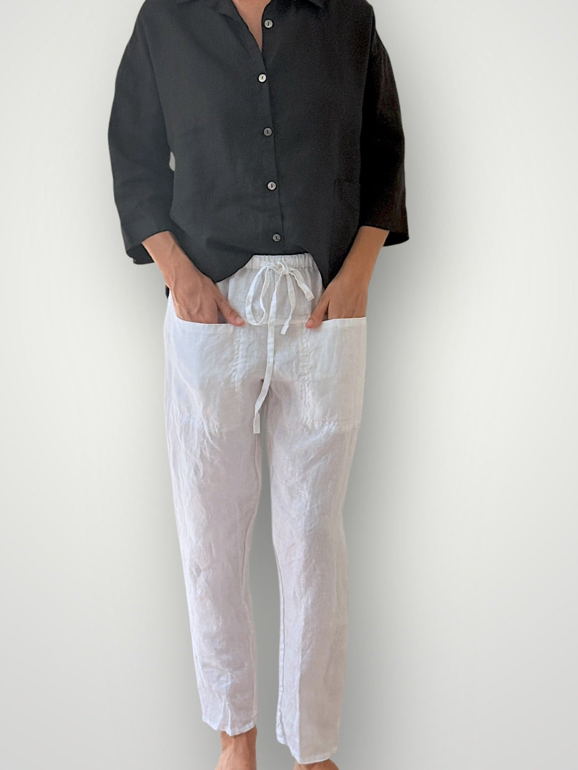 jessie pant-white linen Apparel