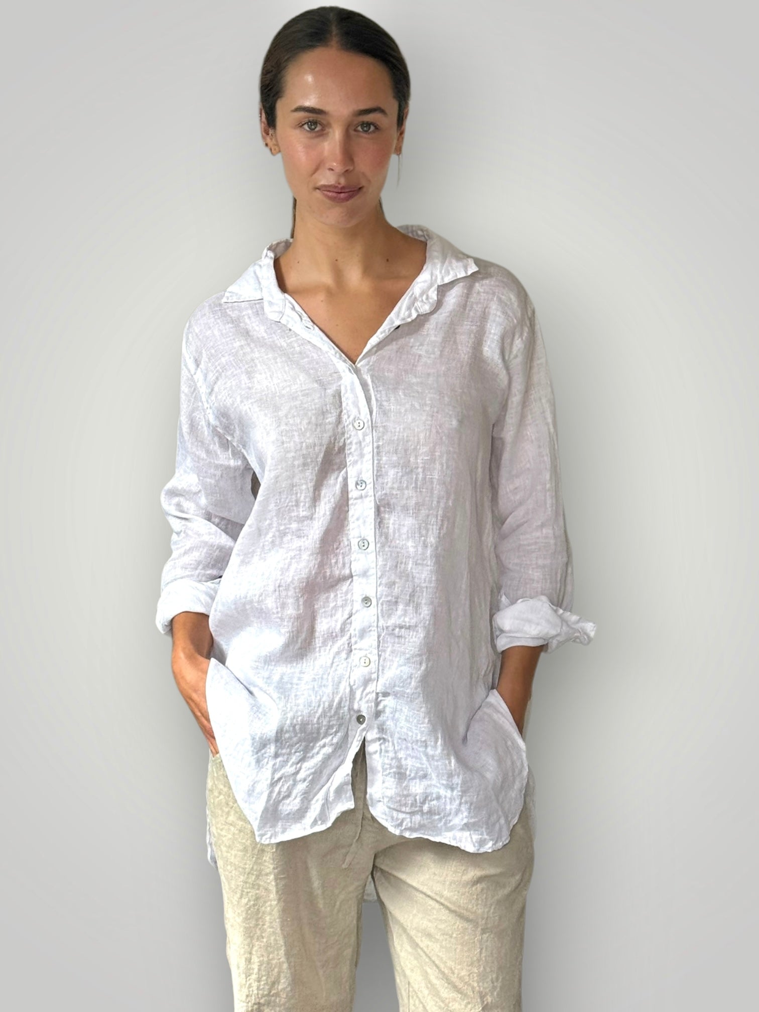 skyla shirt - white linen Apparel
