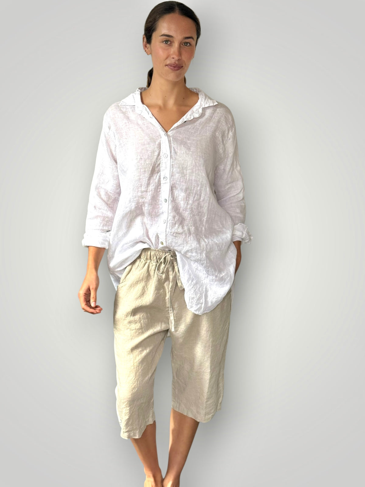 skyla shirt - white linen Apparel