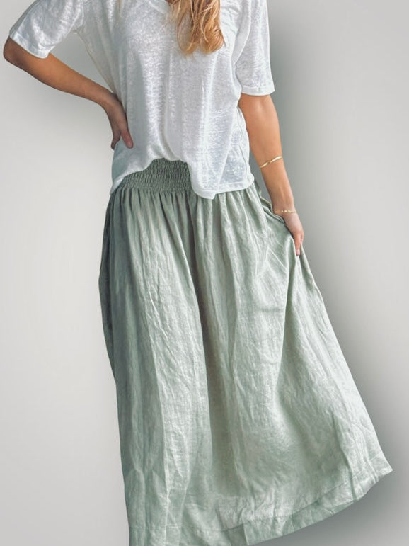 lulu skirt - sage linen Apparel