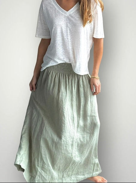 lulu skirt - sage linen Apparel