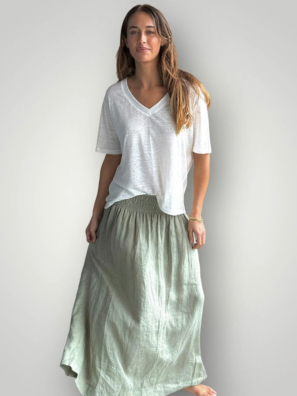 lulu skirt - sage linen Apparel