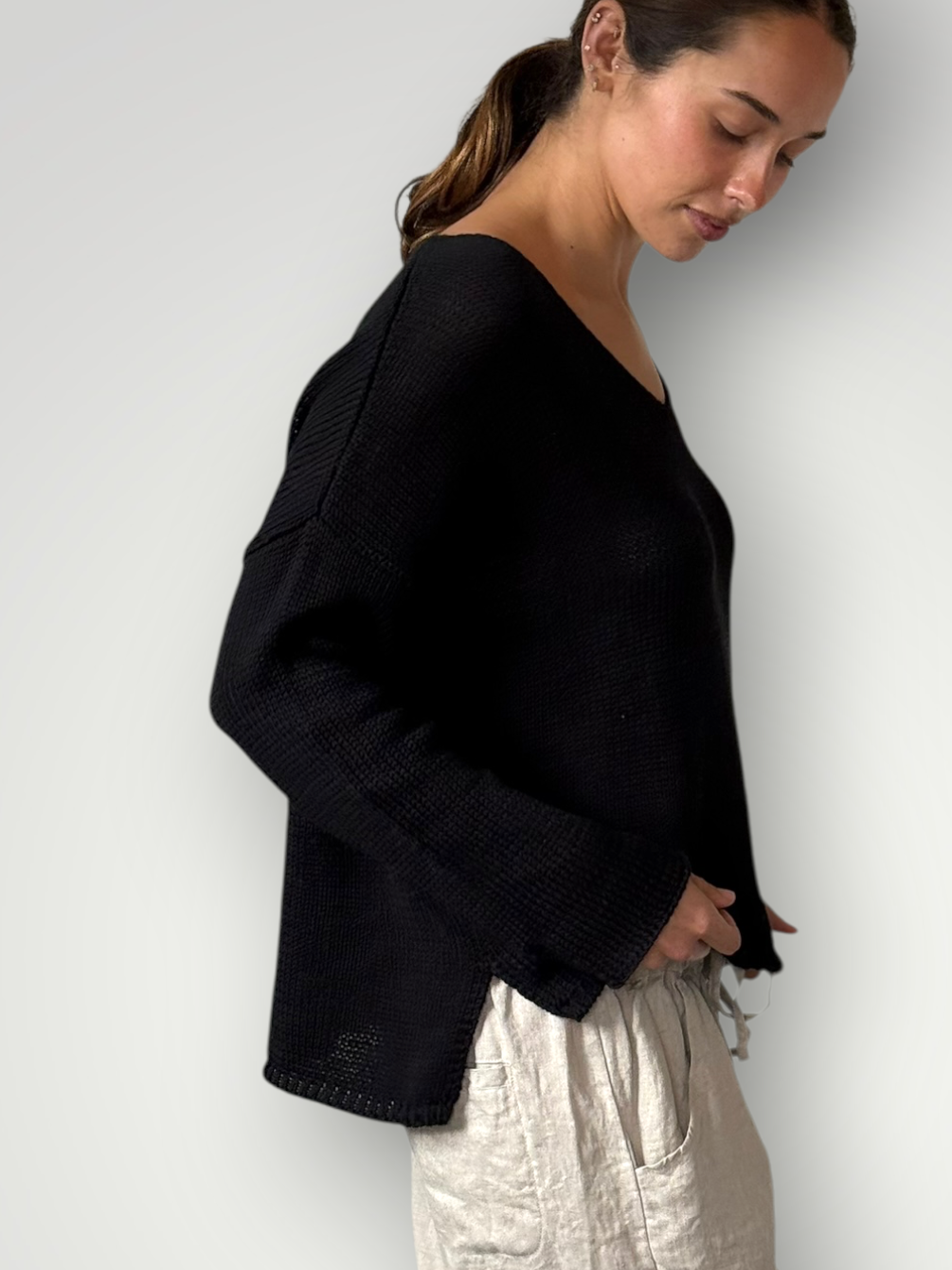 jamie cotton knit - black Apparel