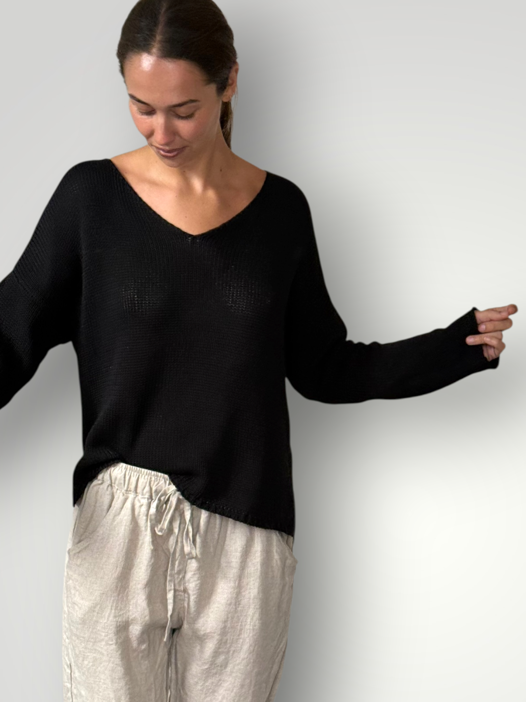 jamie cotton knit - black Apparel