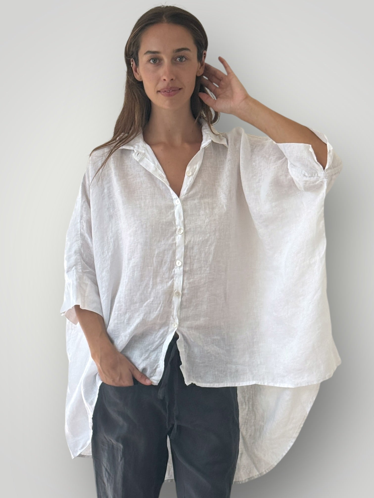 issey shirt - white linen Apparel