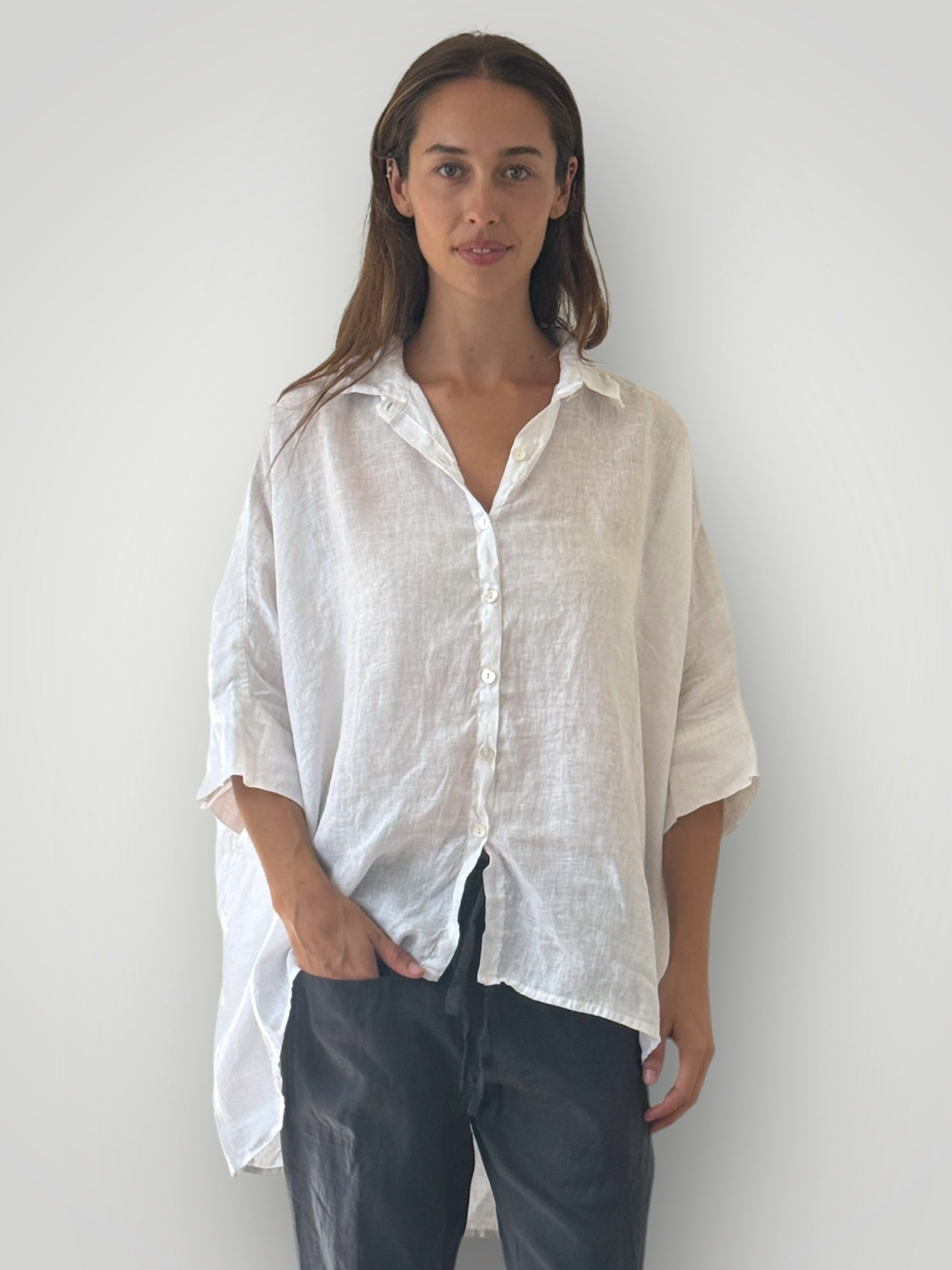 issey shirt - white linen Apparel