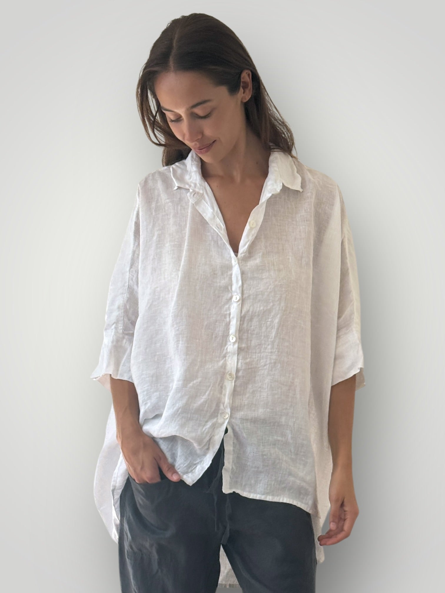 issey shirt - white linen Apparel