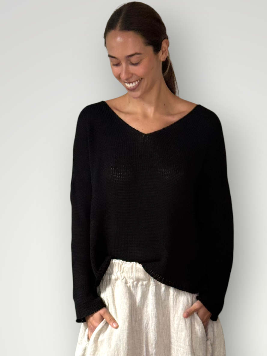 jamie cotton knit - black Apparel