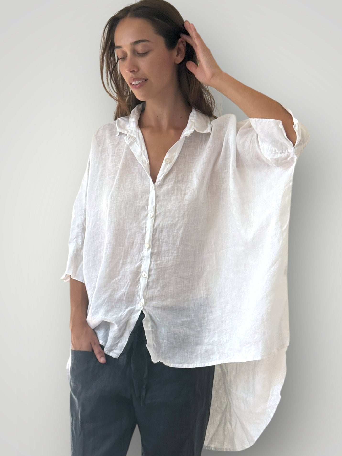 issey shirt - white linen Apparel