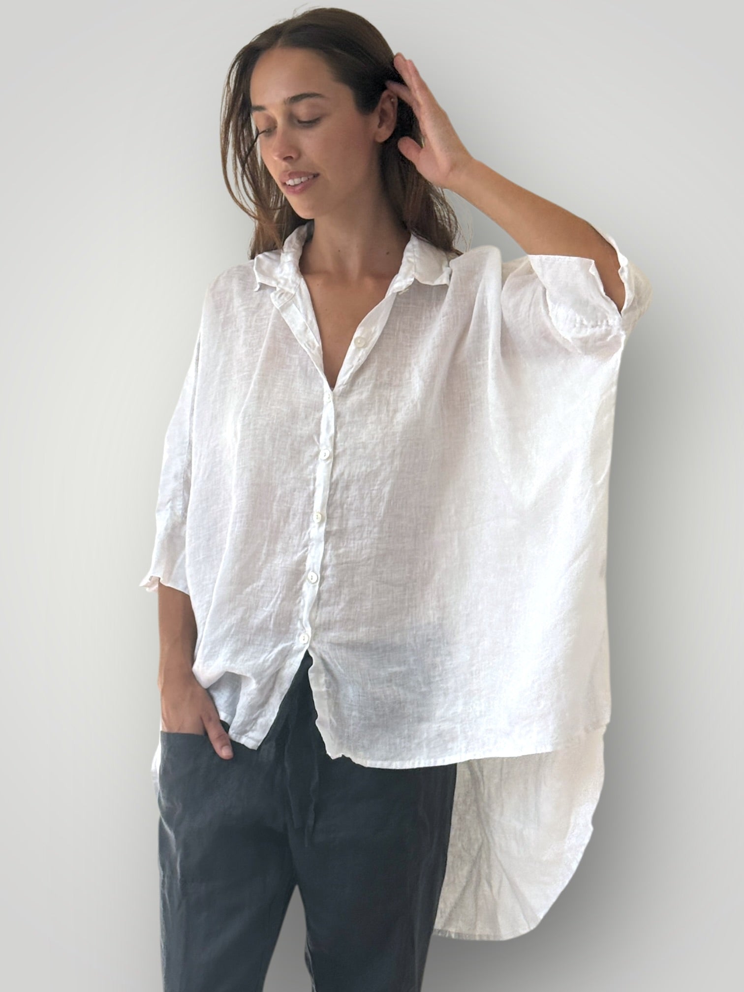 issey shirt - white linen Apparel