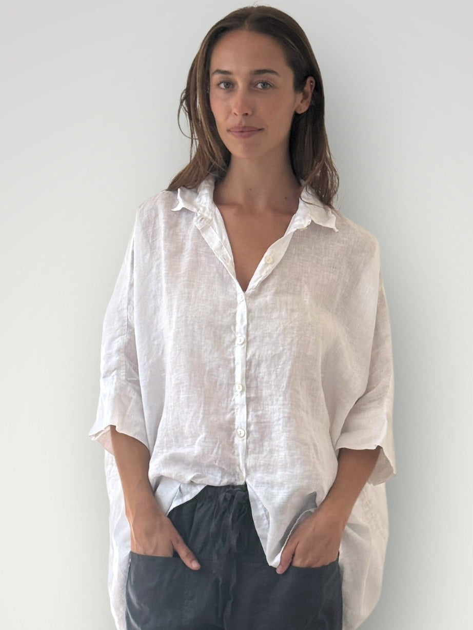 issey shirt - white linen Apparel