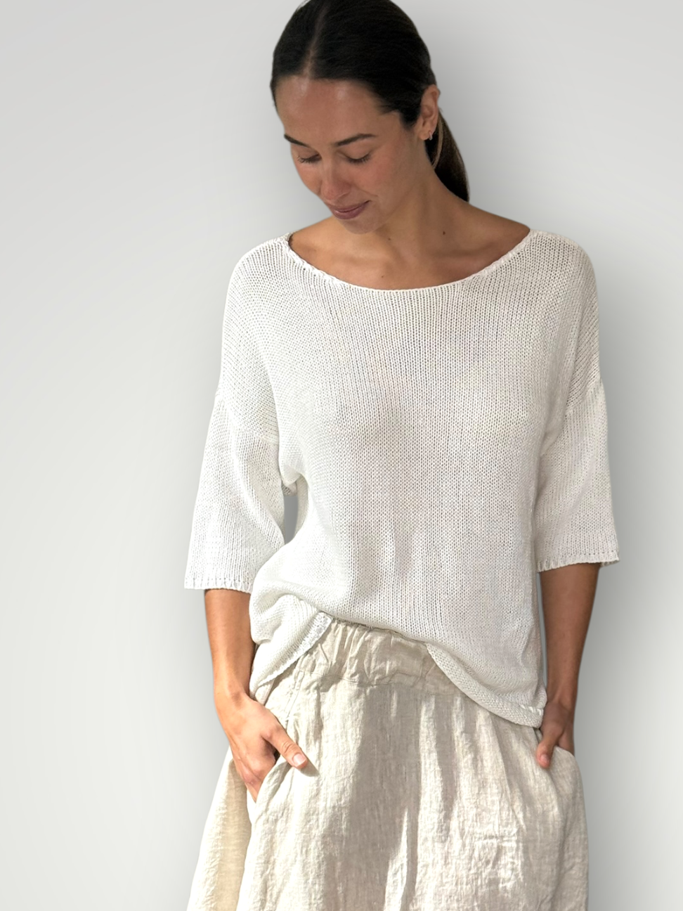 alex knit - summer white cotton Apparel