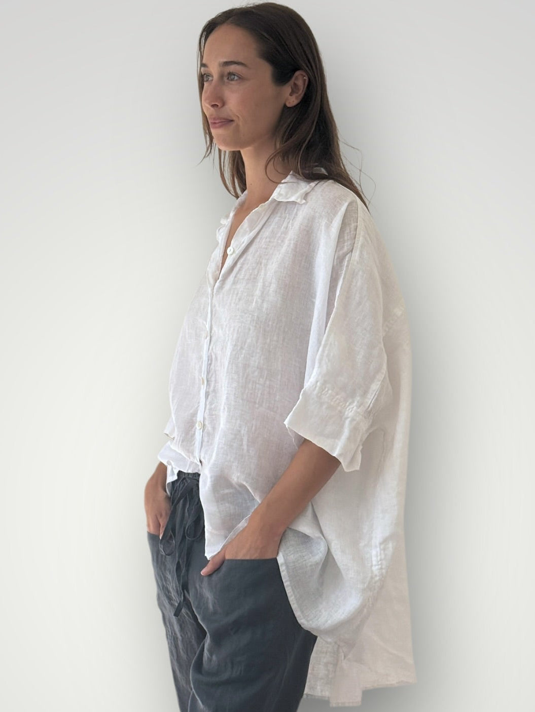 issey shirt - white linen Apparel