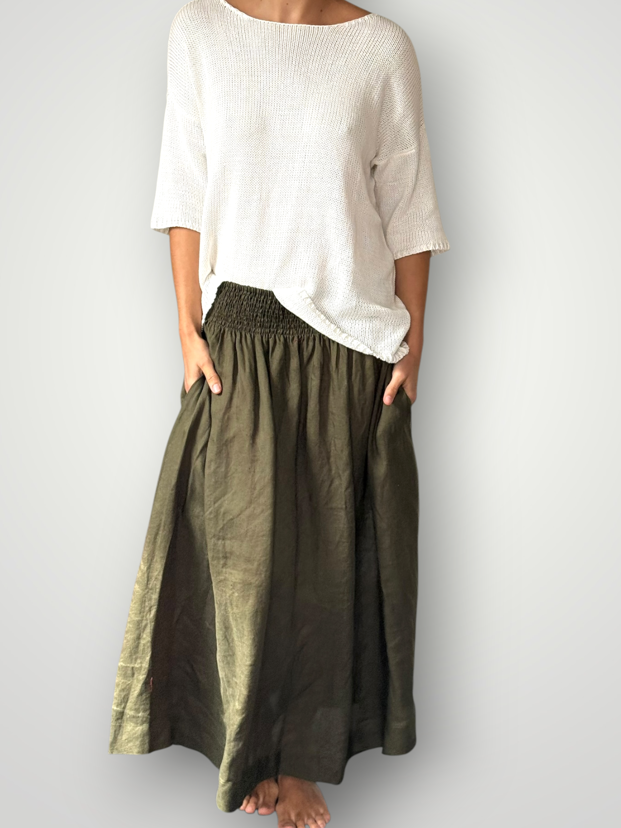 lulu skirt - army linen Apparel