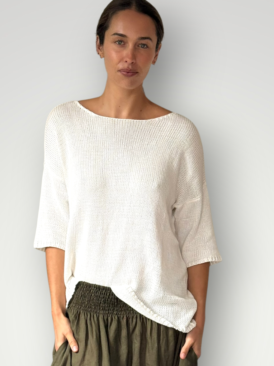alex knit - summer white cotton Apparel