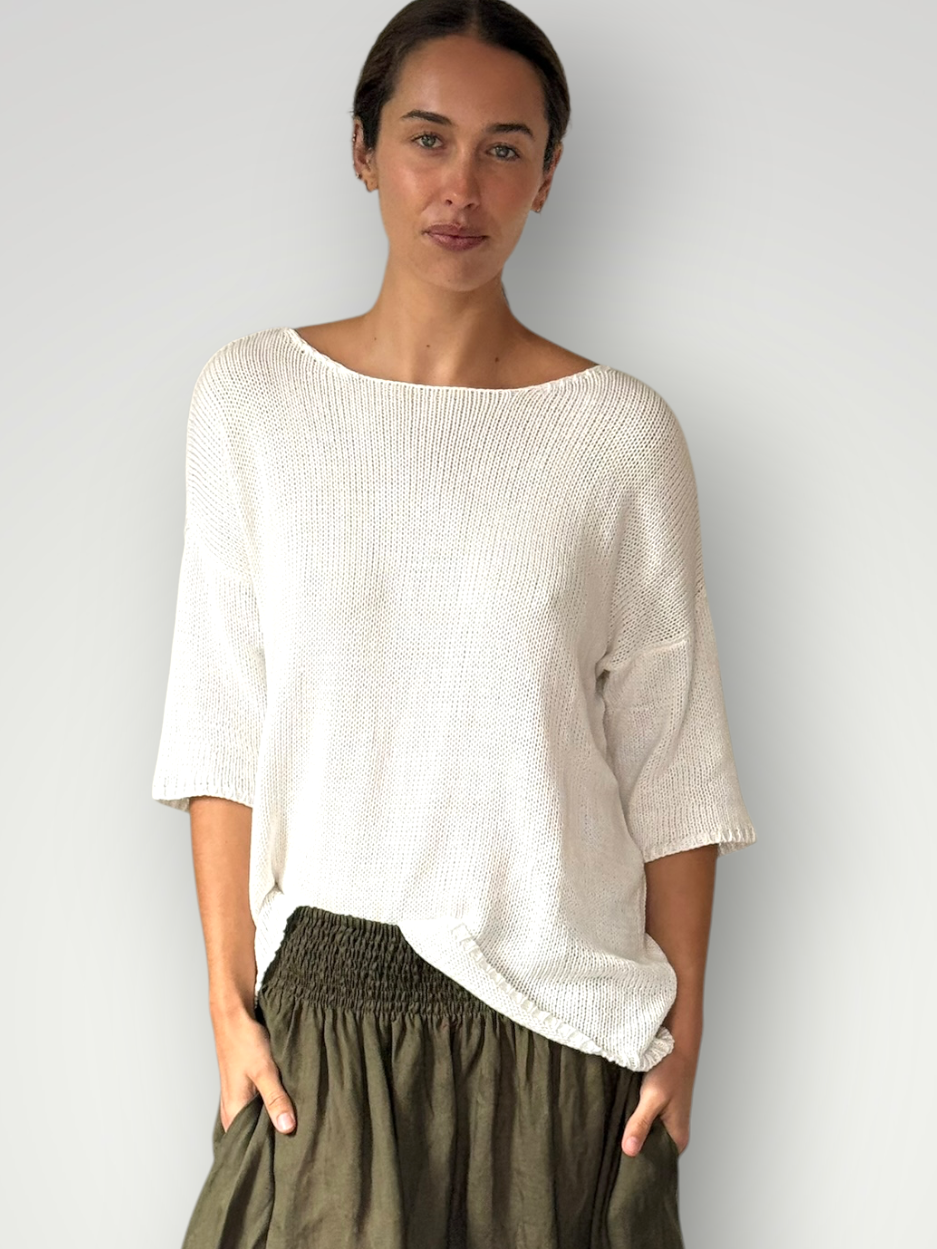 alex knit - summer white cotton Apparel