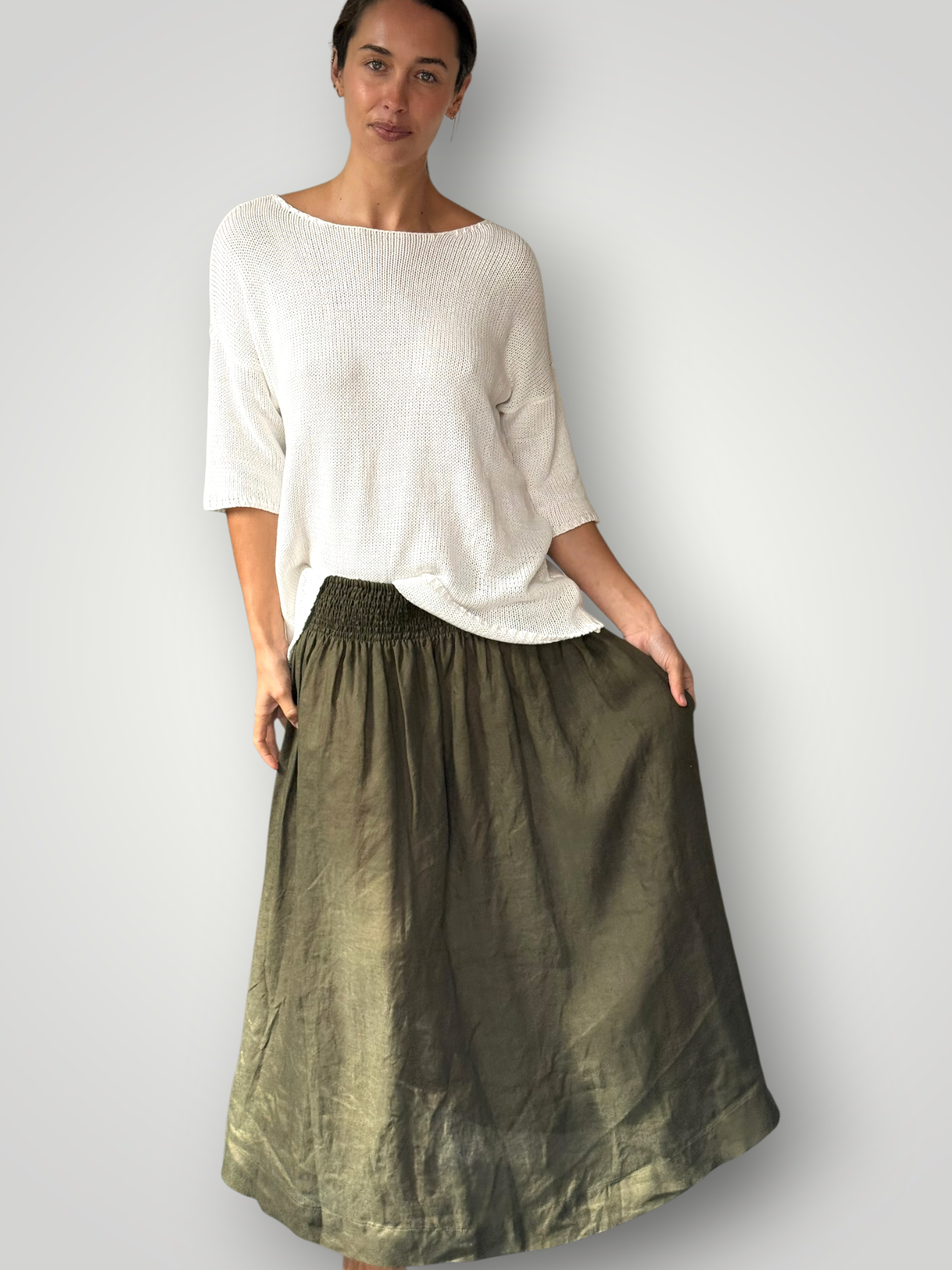 lulu skirt - army linen Apparel