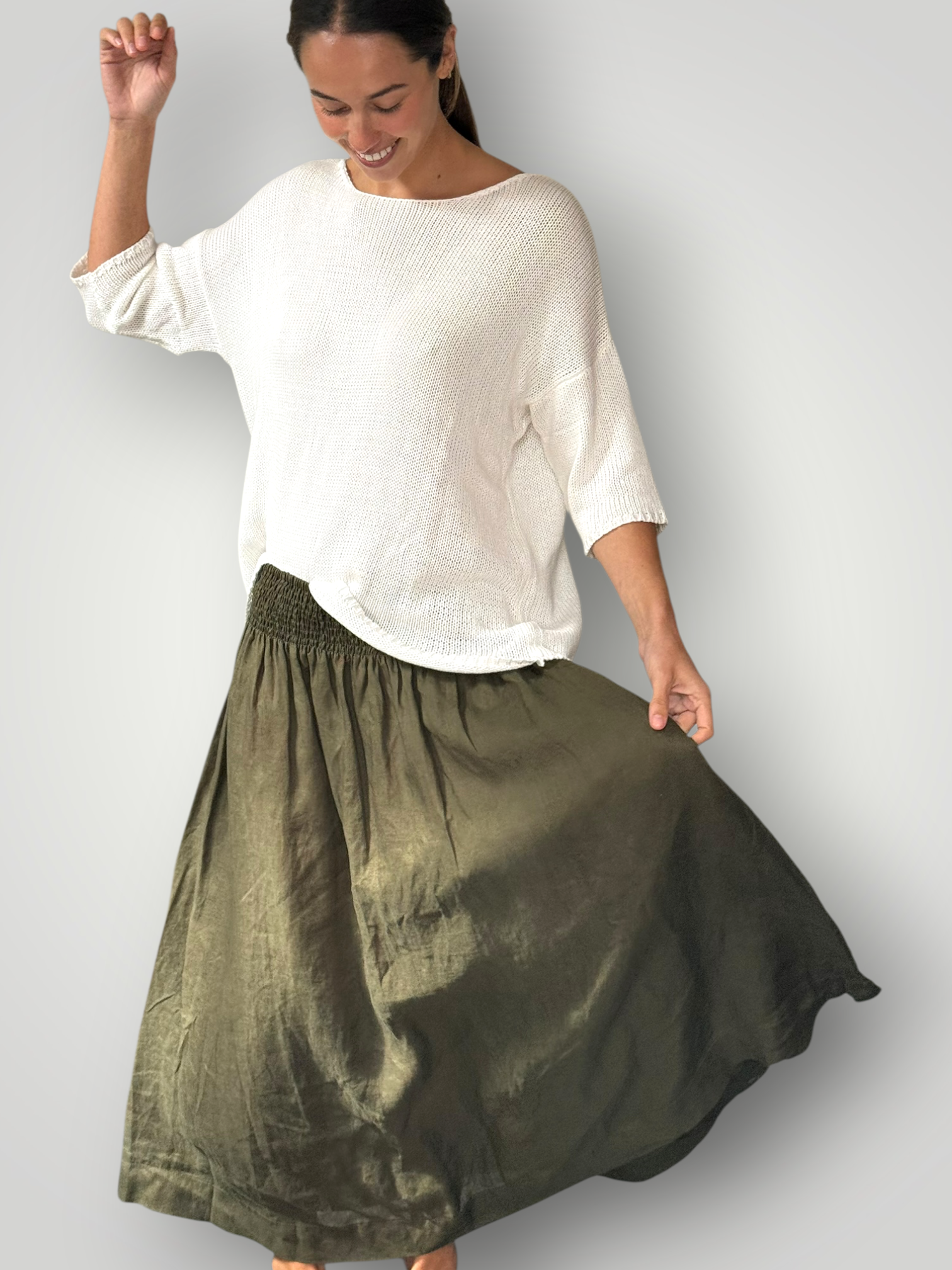 lulu skirt - army linen Apparel