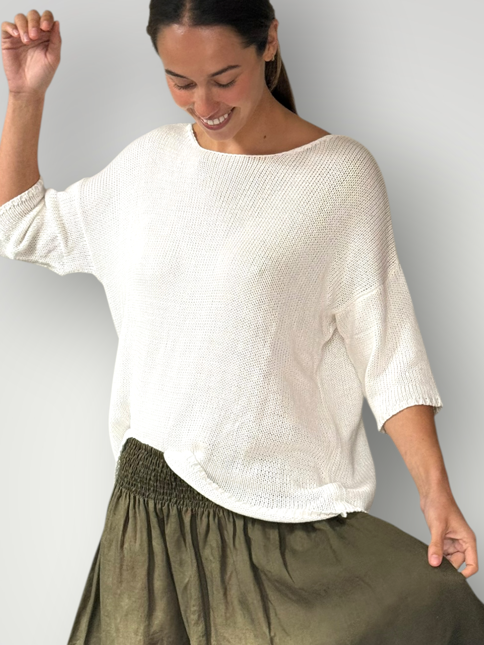 alex knit - summer white cotton Apparel