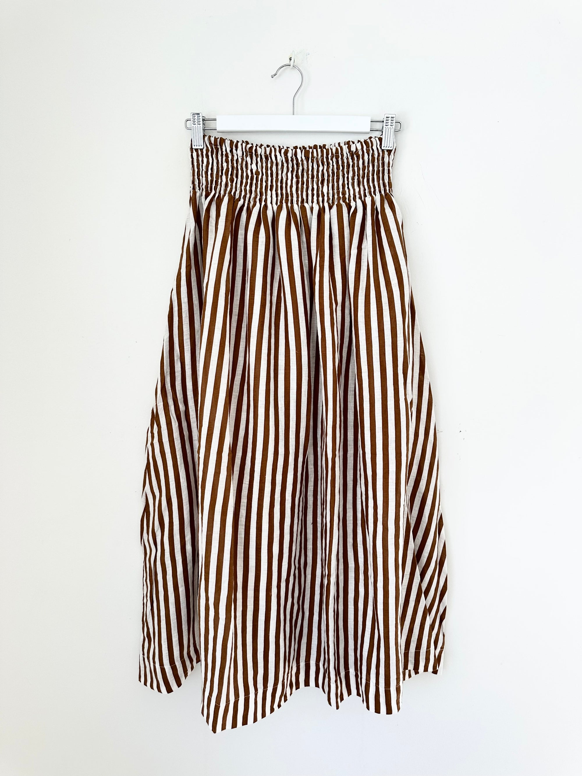 lulu skirt - caramel stripe linen Apparel