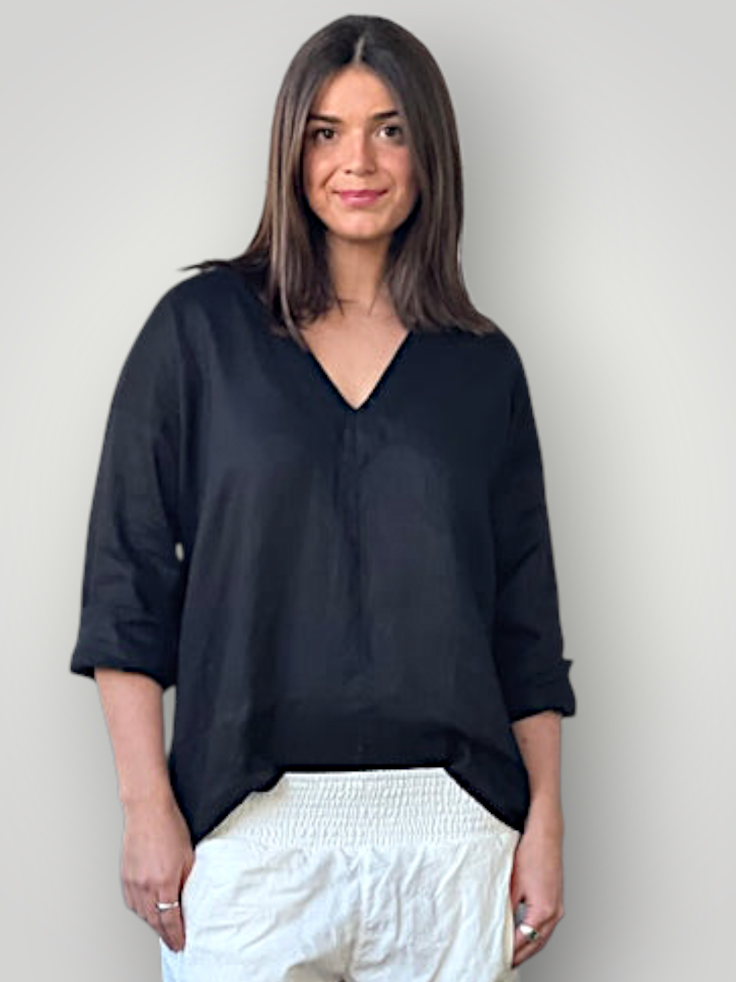 paige top - black linen gauze Apparel