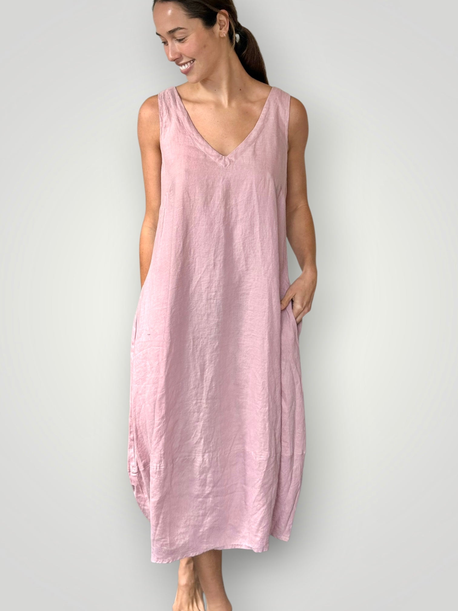 amber dress - dusty rose linen Apparel