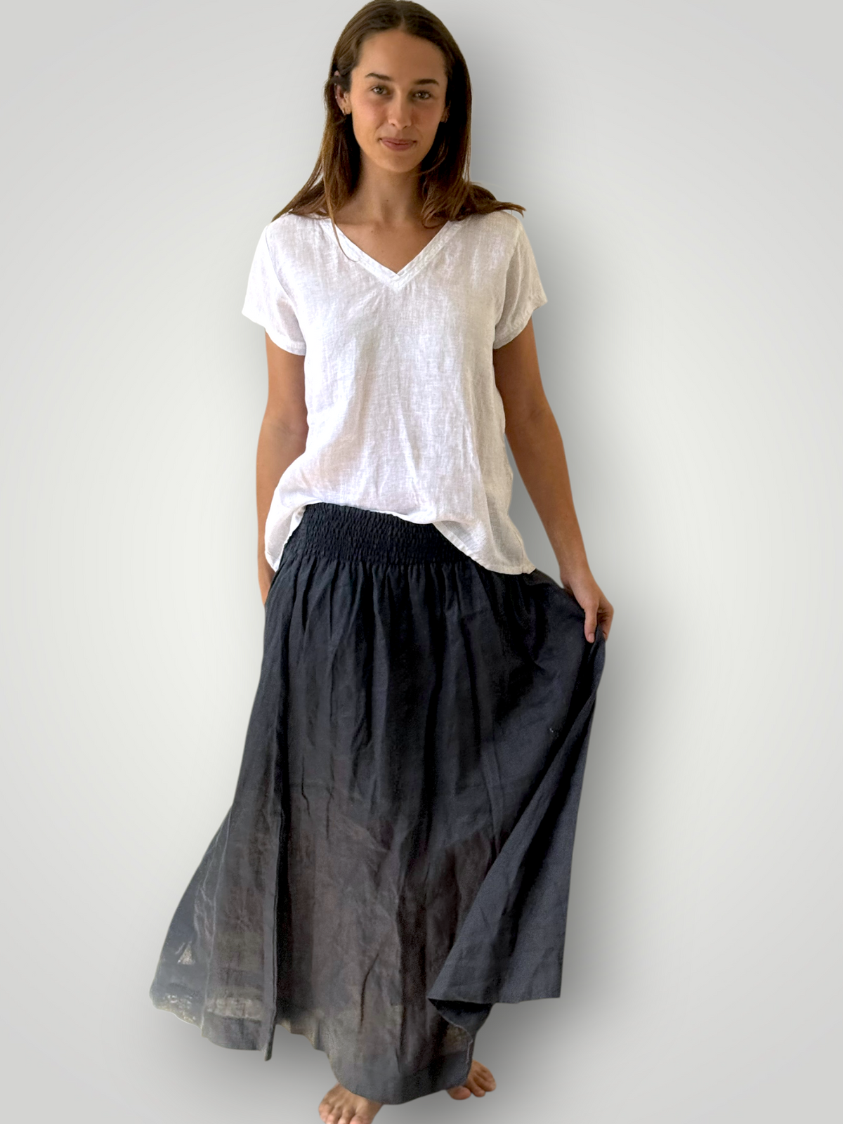 lulu skirt - charcoal linen Apparel