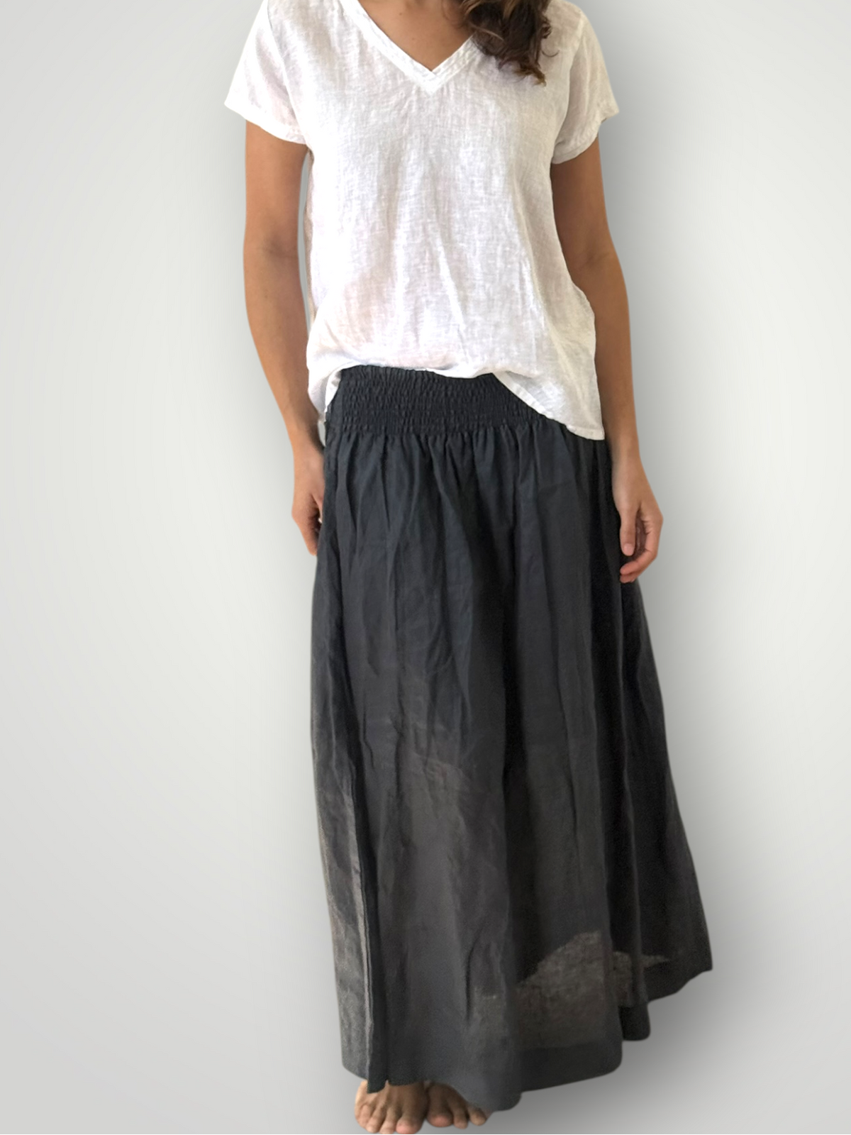 lulu skirt - charcoal linen Apparel