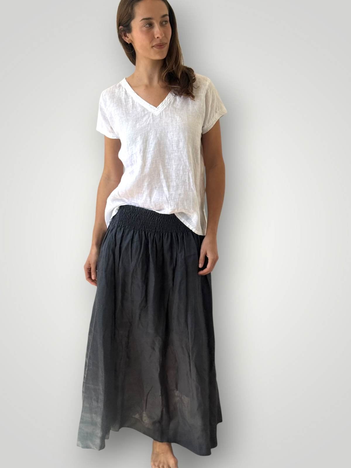 lulu skirt - charcoal linen Apparel